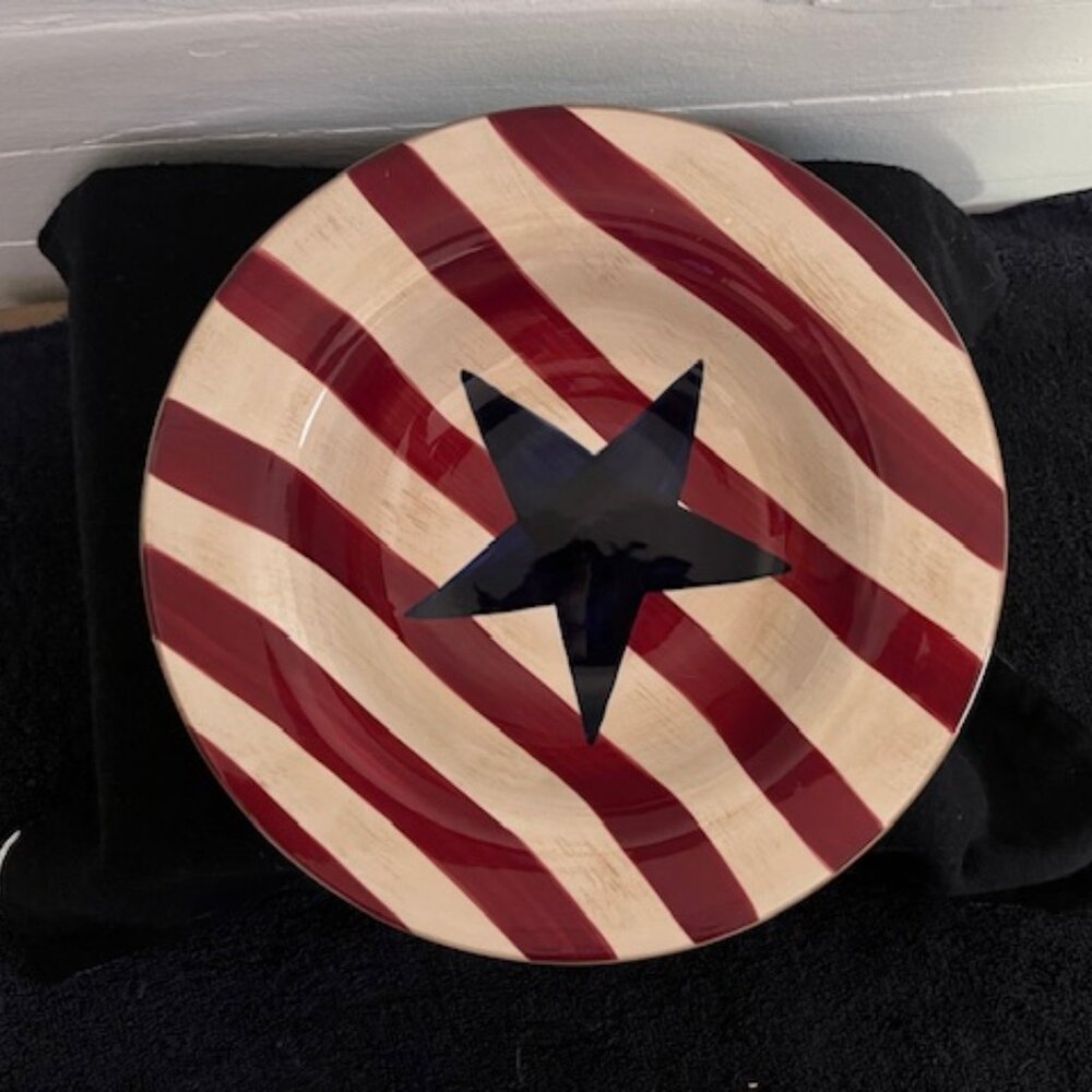 Laurie Gates Patriotic Soup Bowl with Blue Star